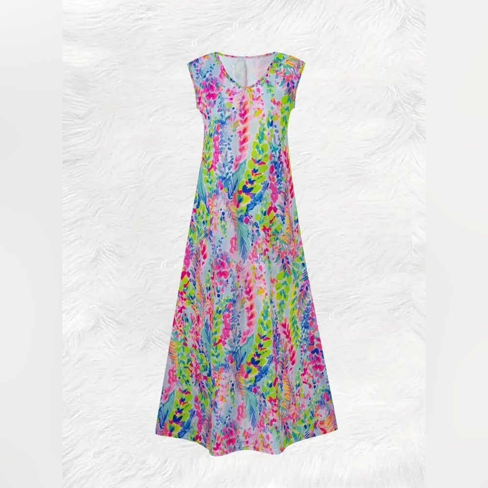Lilly Pulitzer Colorful Sleeveless Maxi Dress Beach Cover Up - Picture 2 of 7
